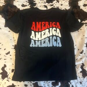 Red white and blue America graphic back t shirt
